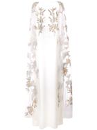 Marchesa Notte Embroidered Flower Dress - White