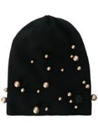 Maison Michel Pearl Embellished Beanie - Brown