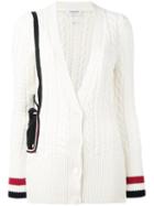 Thom Browne Cable Knit Cardigan, Women's, Size: 38, White, Wool