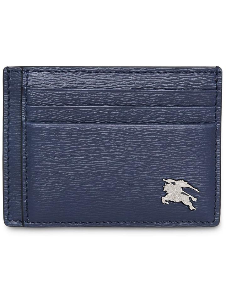 Burberry London Leather Money Clip Card Case - Blue