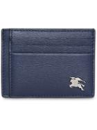 Burberry London Leather Money Clip Card Case - Blue