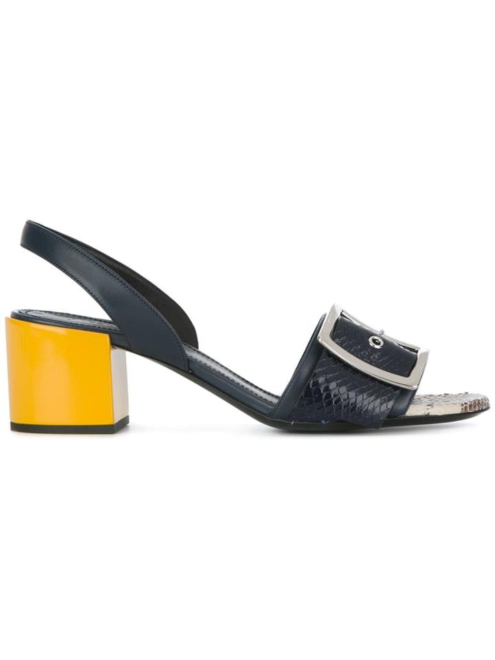 Jil Sander Snakeskin Effect Buckled Sandals - Black