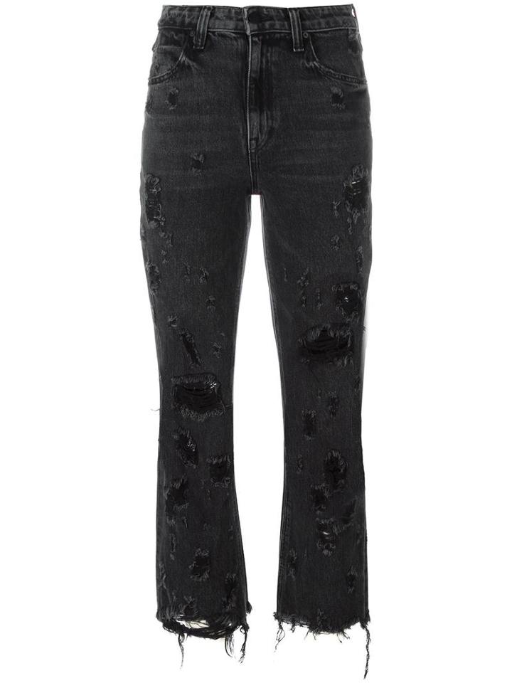 Alexander Wang Distressed Cropped Jeans, Women's, Size: 28, Black, Cotton