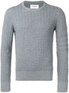 Thom Browne Striped Sleeve Cable Knit Jumper - Grey