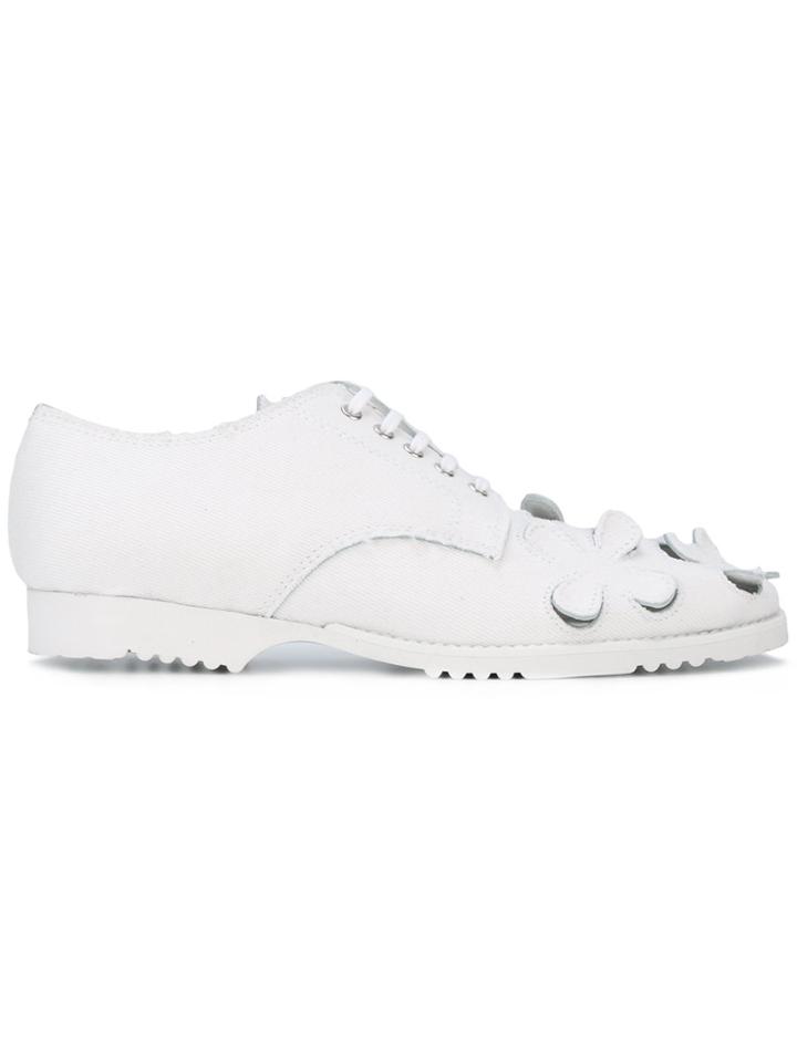 Comme Des Garçons Floral Cut-out Plimsolls - White