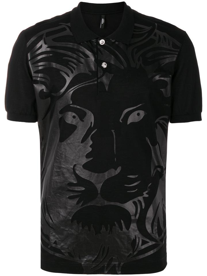 Versus Logo Print Polo Shirt - Black