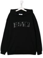 Msgm Kids Teen Sequin Logo Hoodie - Black