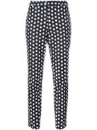 Michael Michael Kors Grid Print Trousers, Women's, Size: 8, Blue, Cotton/spandex/elastane