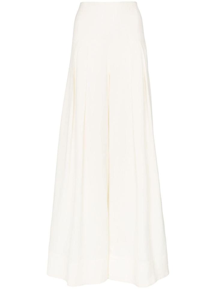Jacquemus High Waisted Wide Leg Pleated Trousers - White