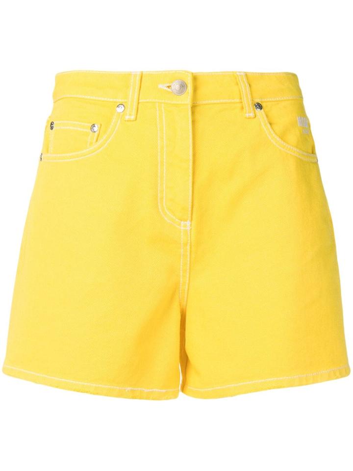 Msgm High-waisted Denim Shorts - Yellow