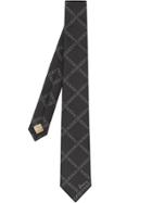 Burberry Slim Cut Link Print Silk Tie - Black
