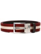 Bally Striped Belt, Men's, Size: 90, Red, Cotton/calf Leather