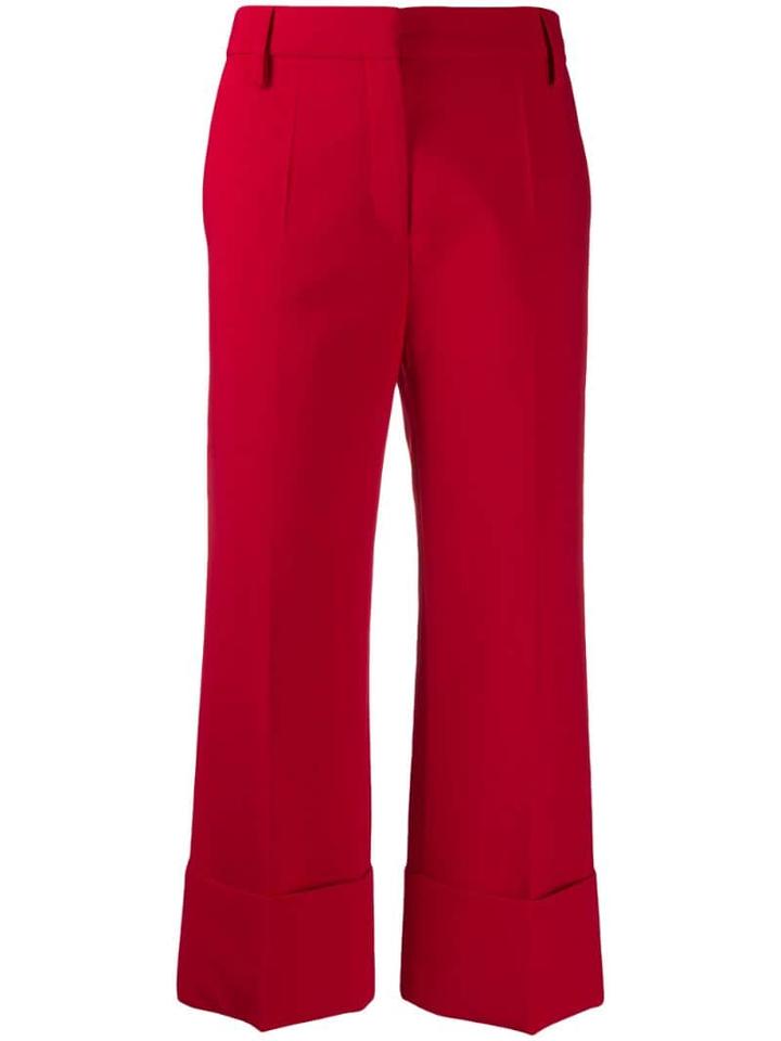 Valentino Pleated Cropped Trousers - Red