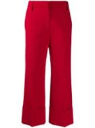Valentino Pleated Cropped Trousers - Red