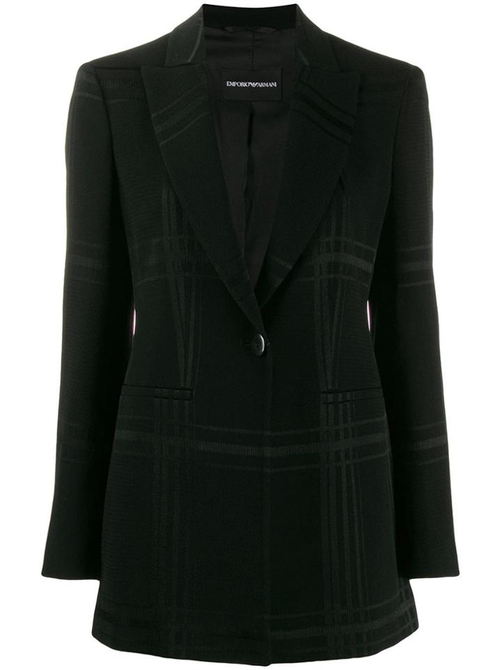 Emporio Armani Plaid Fitted Jacket - Black