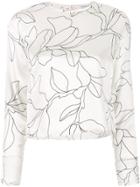 Equipment Floral Outline Print Top - White