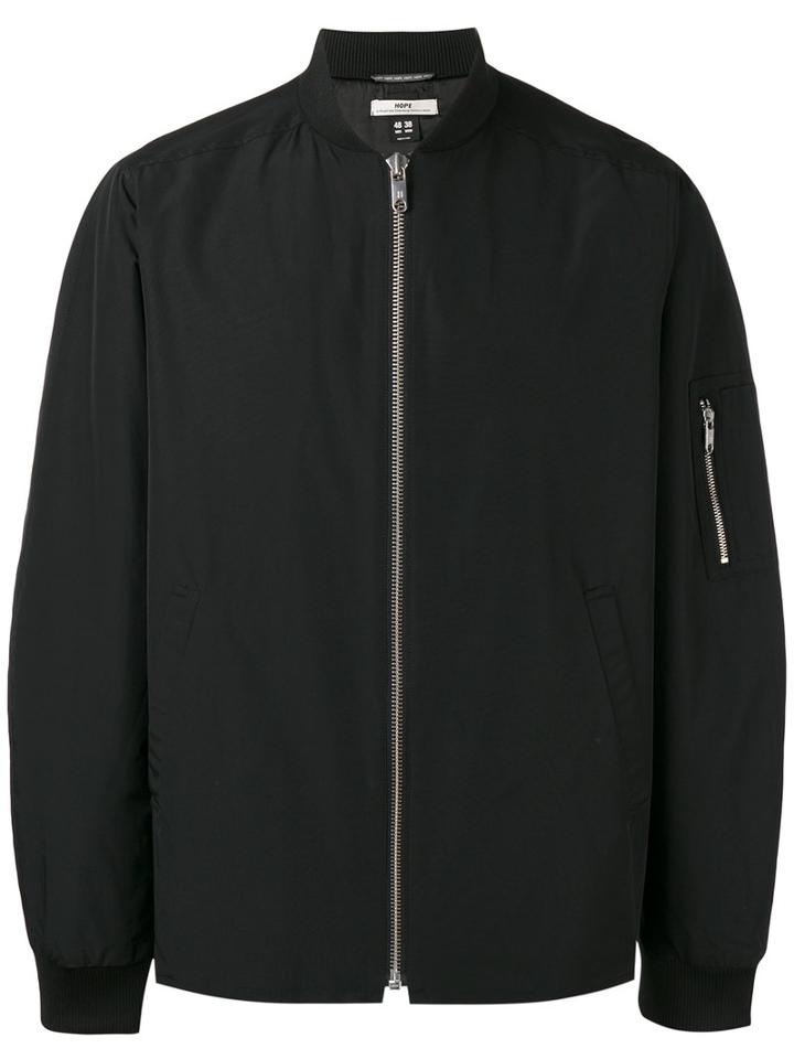 Hope For Men - Zipped Bomber Jacket - Men - Cotton/polyamide/polyester/viscose - 52, Black, Cotton/polyamide/polyester/viscose