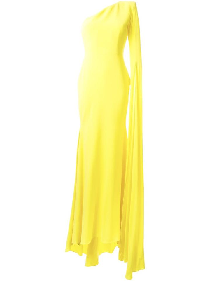 Alex Perry 'aurore' Dress, Women's, Size: 14, Yellow/orange, Polyester/triacetate