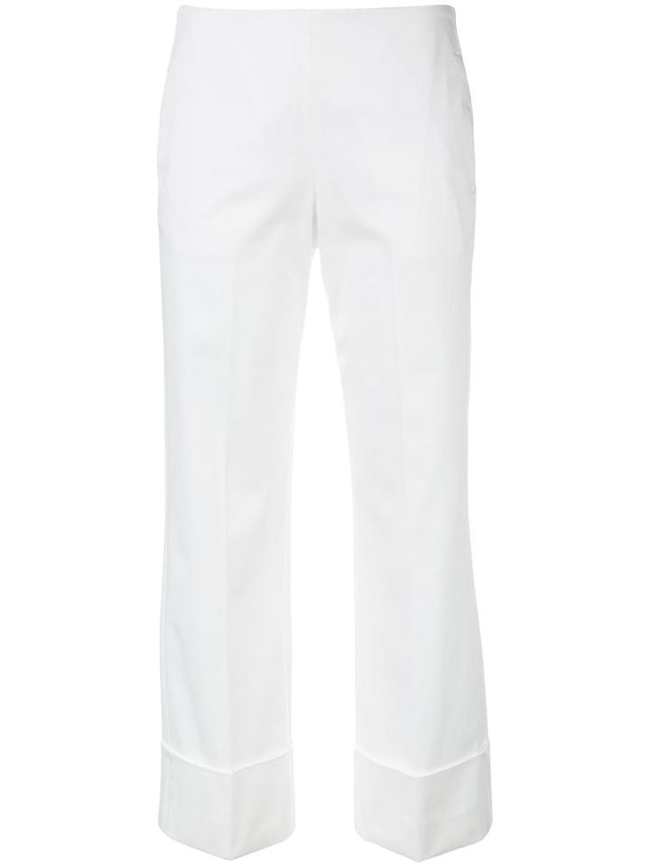 Fay - Cropped Wide-leg Trousers - Women - Cotton/spandex/elastane - 42, White, Cotton/spandex/elastane