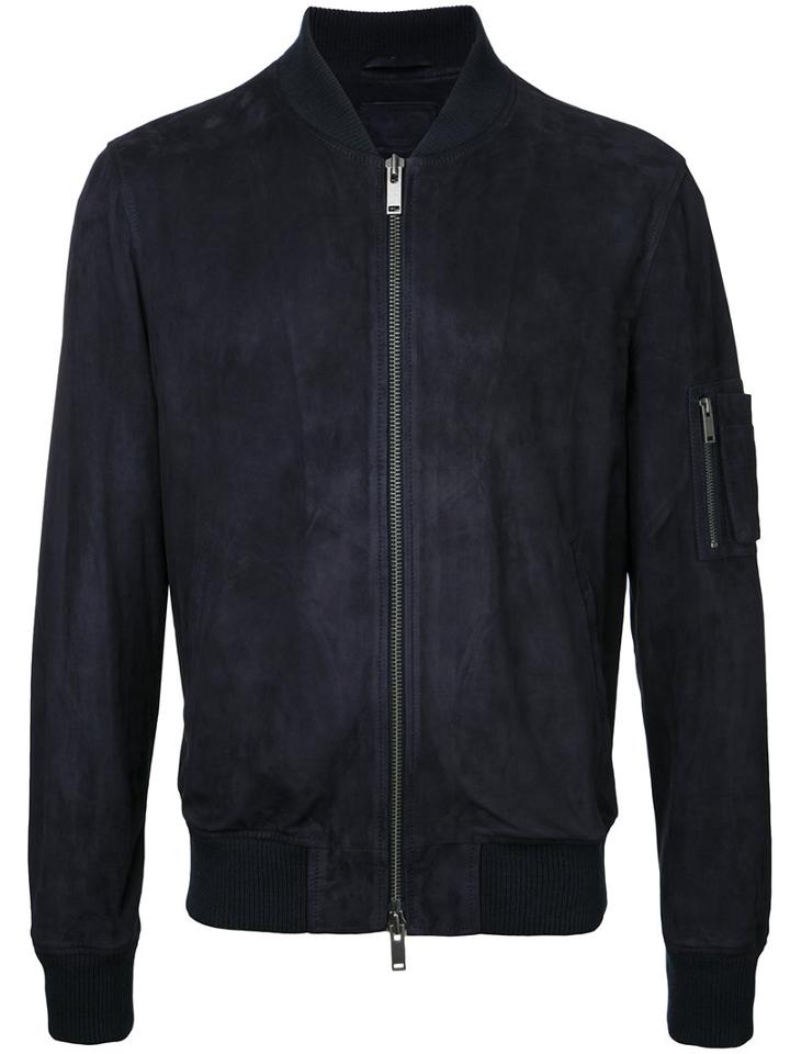 Desa Collection - Zipped Bomber Jacket - Men - Suede - 54, Blue, Suede