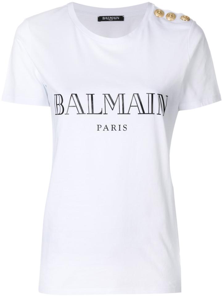 Balmain Logo Printed T-shirt - White
