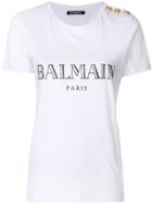 Balmain Logo Printed T-shirt - White