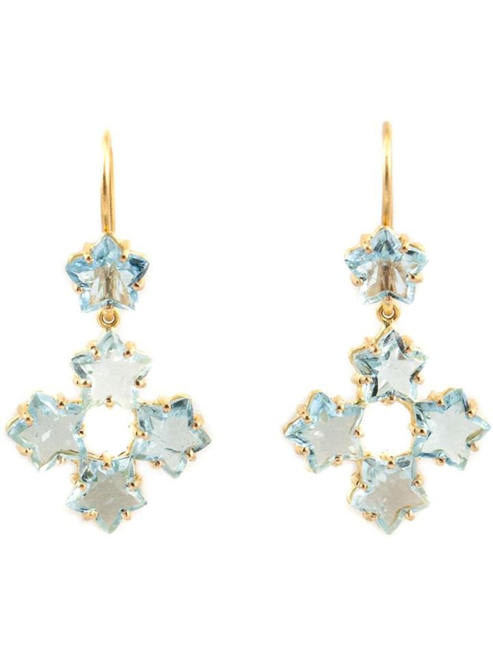 Marie Helene De Taillac Aquamarine Star Drop Earrings