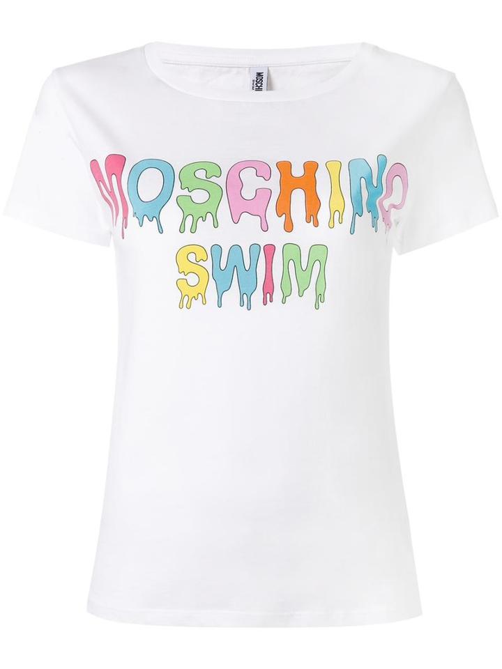 Moschino Dripping Logo T-shirt, Women's, Size: Xs, White, Cotton