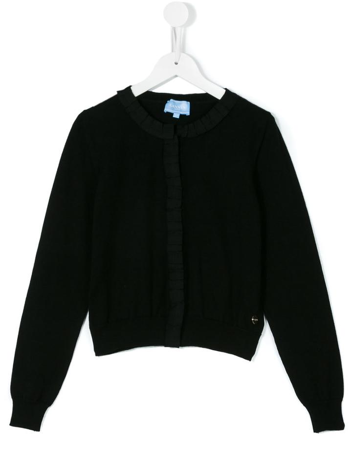 Lanvin Petite Ruffled Trim Cardigan, Girl's, Size: 14 Yrs, Black