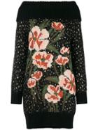 Twin-set Floral Knitted Mini Dress - Black