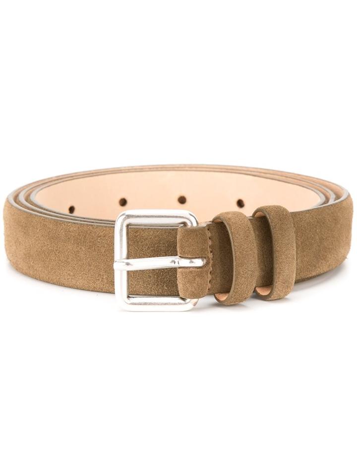Closed Buckled Belt, Men's, Size: 100, Green, Calf Suede
