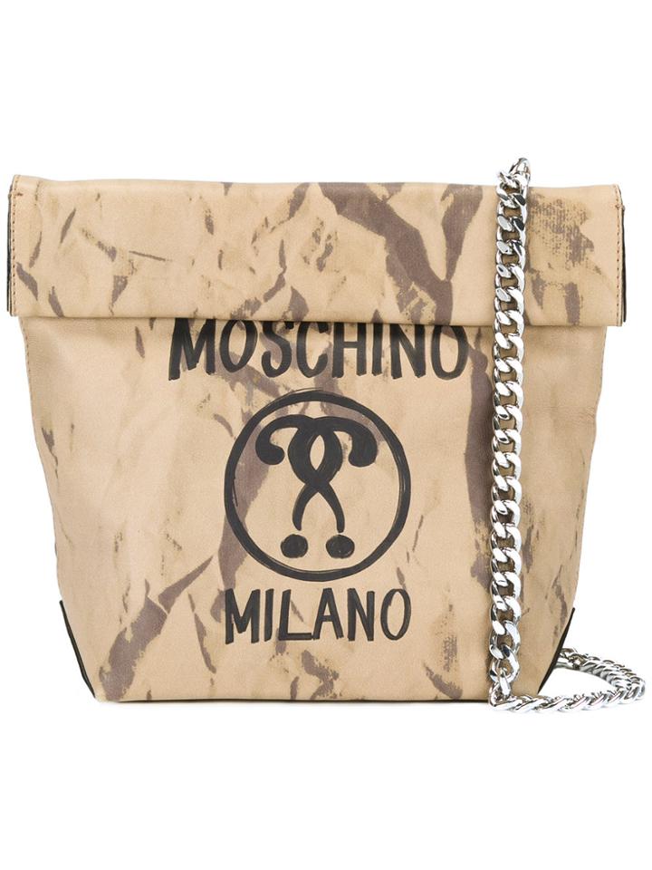 Moschino Question Mark Print Shoulder Bag - Nude & Neutrals