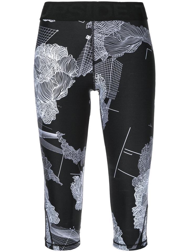 The Upside - Flower Print Capri Leggings - Women - Nylon - Xxs, Black