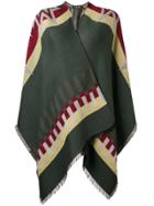 Etro Contrast Fringed Poncho - Green