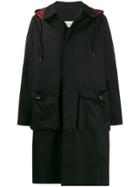 Drôle De Monsieur Button-down Hooded Coat - Black