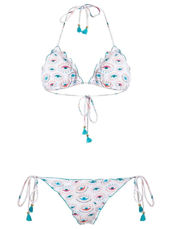 Brigitte Printed Bikini Set, Women's, Size: Gg, White, Spandex/elastane/polyimide