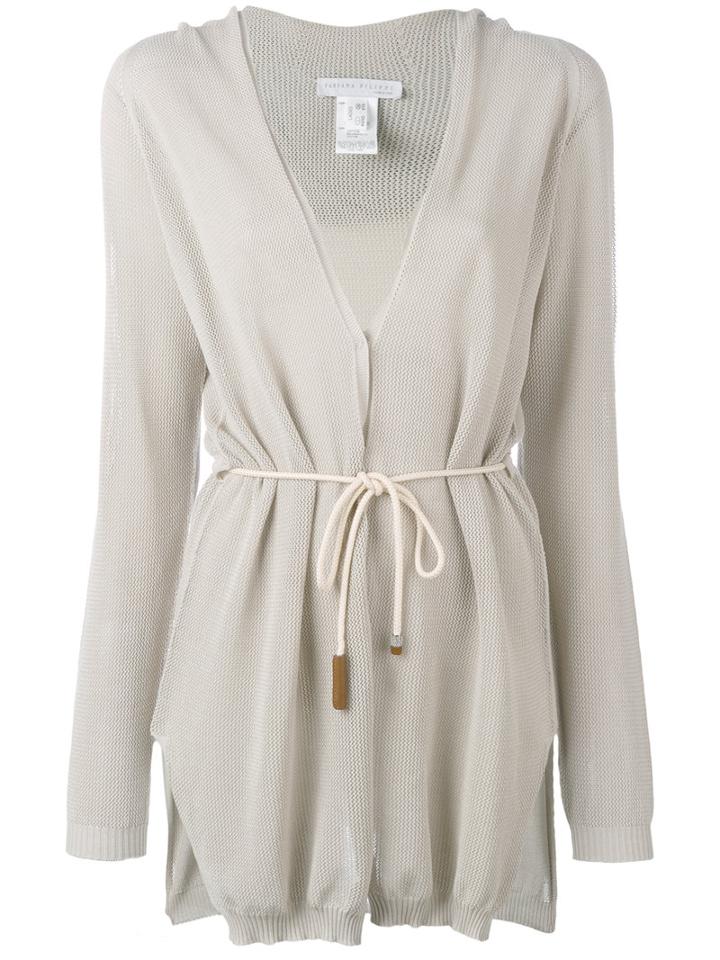 Fabiana Filippi Open Hooded Cardigan, Women's, Size: 44, Nude/neutrals, Cotton