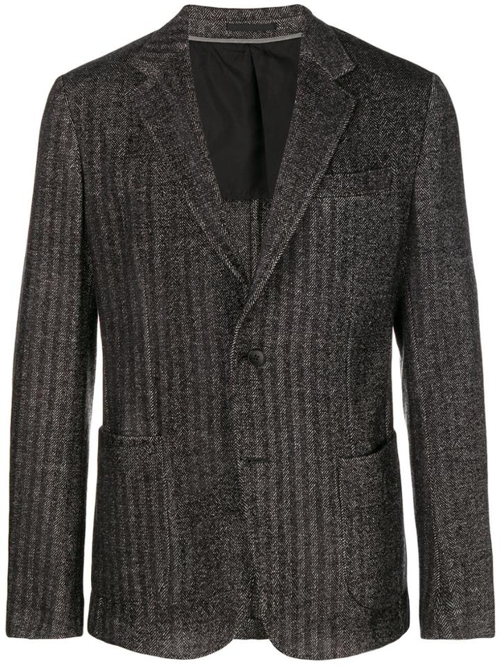 Z Zegna Striped Print Jacket - Black