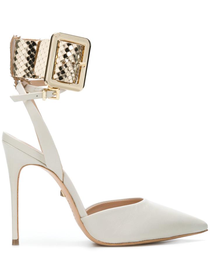 Schutz Contrast Ankle Strap Pumps - White