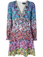 Saloni Floral Print Short Dress - Blue