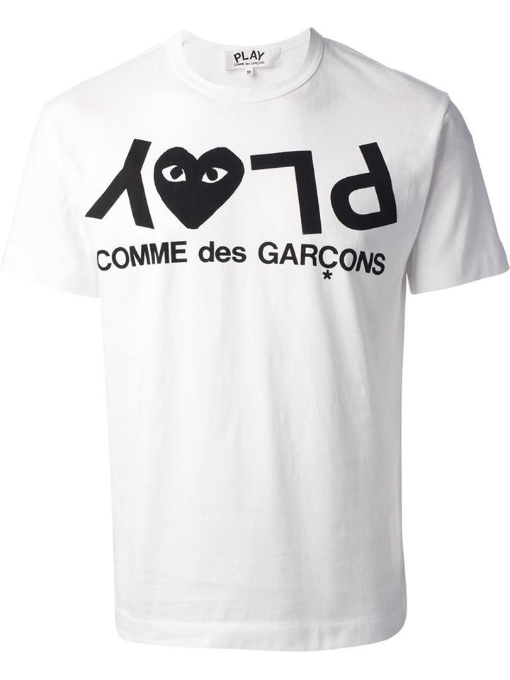Comme Des Garçons Play Printed Logo T-shirt, Men's, Size: Xl, White, Cotton