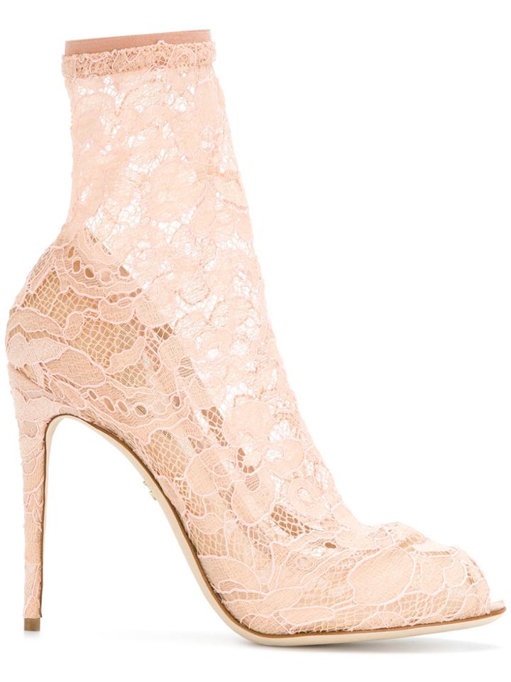 Dolce & Gabbana Lace Ankle Boots - Nude & Neutrals