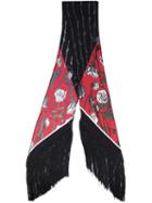 Rockins Rose Print Scarf, Adult Unisex, Black, Silk
