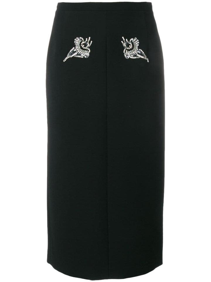Nº21 Crystal Embellished Skirt - Black