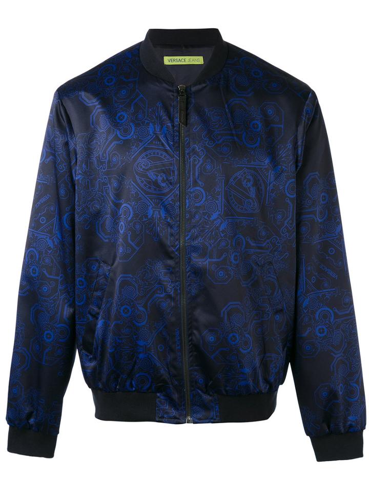 Versace Jeans - Duchesse Techno Baroque Print Bomber Jacket - Men - Elastodiene/polyamide/polyester/spandex/elastane - 48, Blue, Elastodiene/polyamide/polyester/spandex/elastane