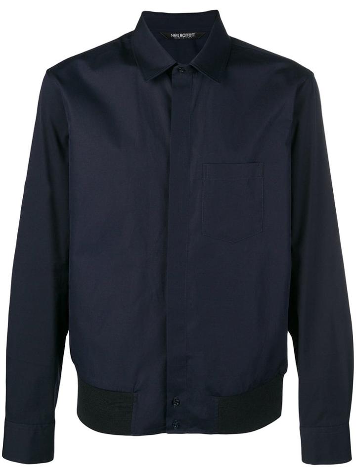 Neil Barrett Ribbed Hem Shirt - Blue