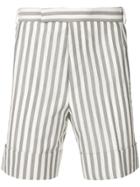 Thom Browne Wide Stripe Cuffed Wool Short - Grey