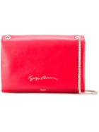 Giorgio Armani Logo Shoulder Bag, Women's, Red, Lamb Skin/polyester