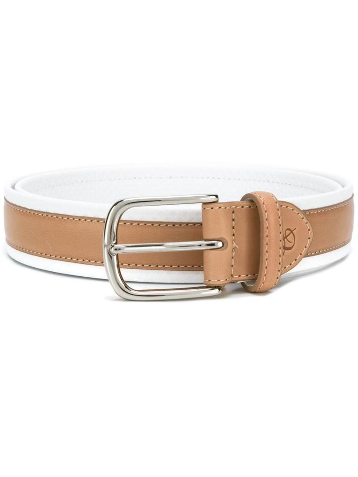 Canali Contrast Belt, Men's, Size: 110, White, Leather