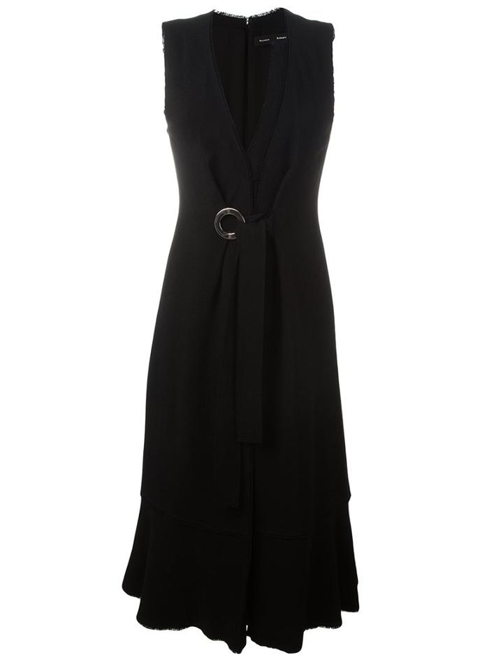 Proenza Schouler Sleeveless Belted Dress, Women's, Size: 8, Black, Silk/viscose